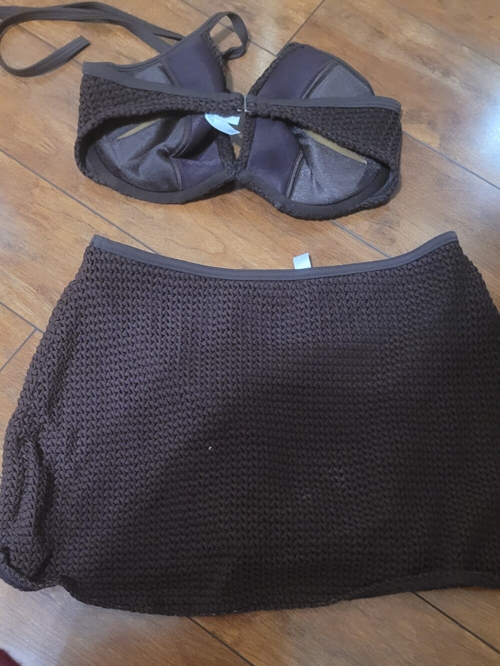 Victoria's Secret Brown Crochet Strapless Bikini Set with Skirt - Picture 3 of 7